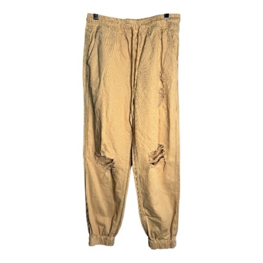 Forever 21 Light Brown Distressed Drawstring Joggers Medium